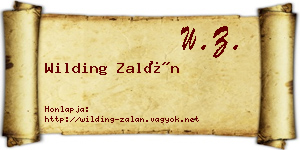 Wilding Zalán névjegykártya